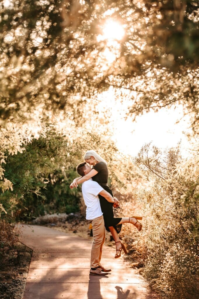 golden hour engagement photos in arizona