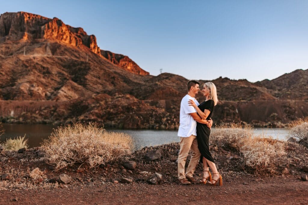 blue hour engagement photos in arizona