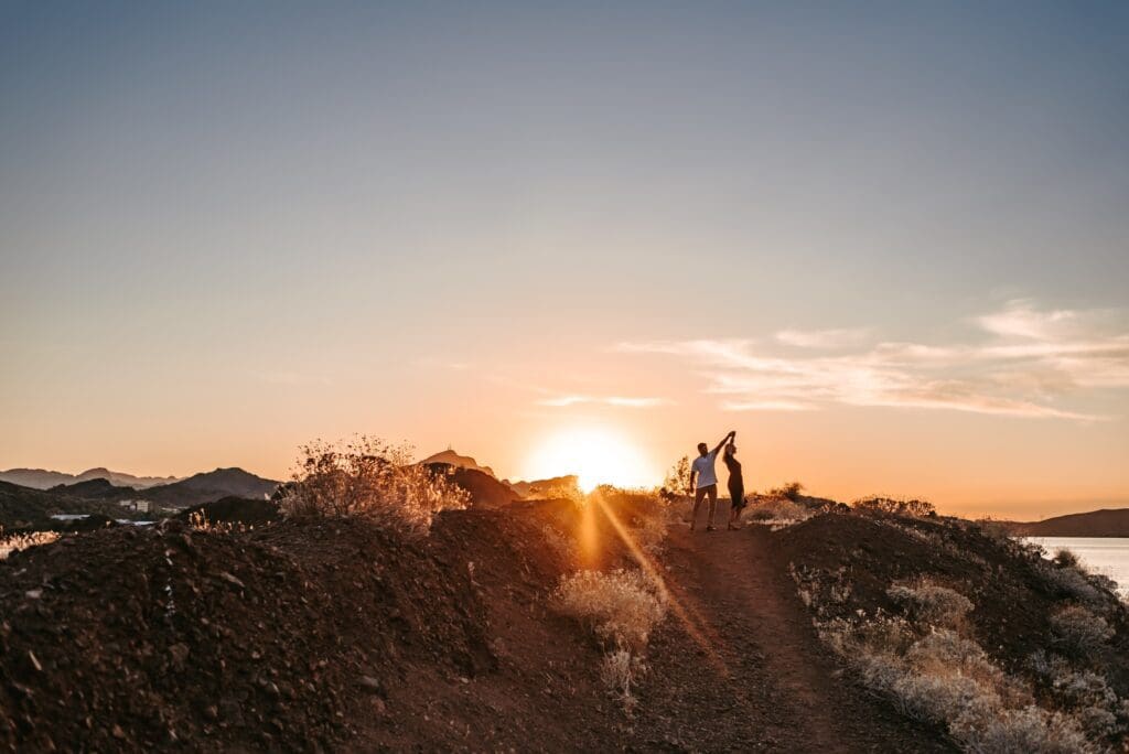 blue hour engagement photos in arizona