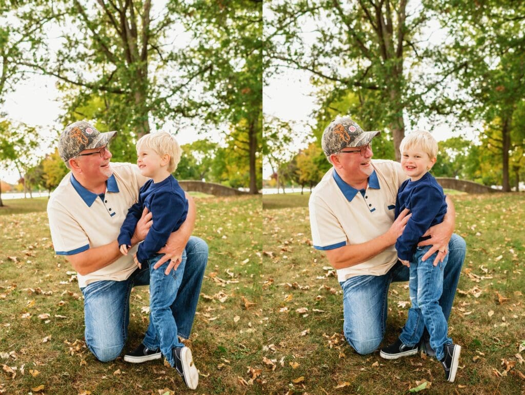 grandpa hugging grandson
