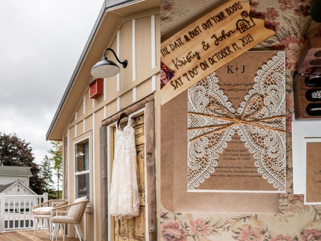 country inspired wedding bridal details