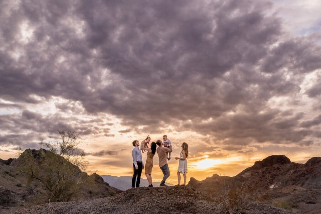 sunset family photos in the arizona desert