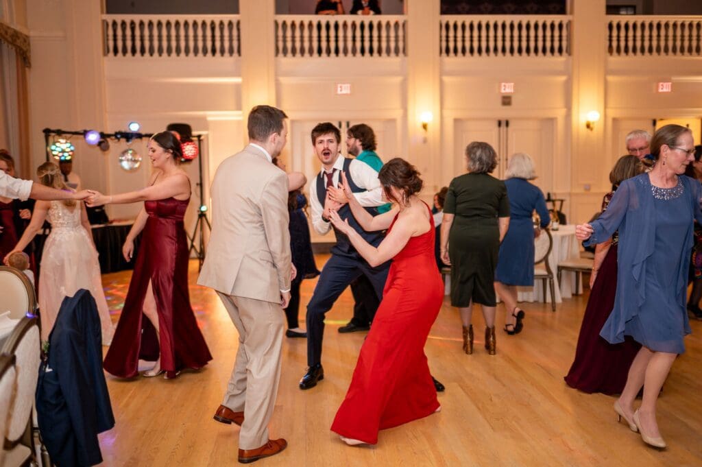 open dance floor at wedding reception ballroom