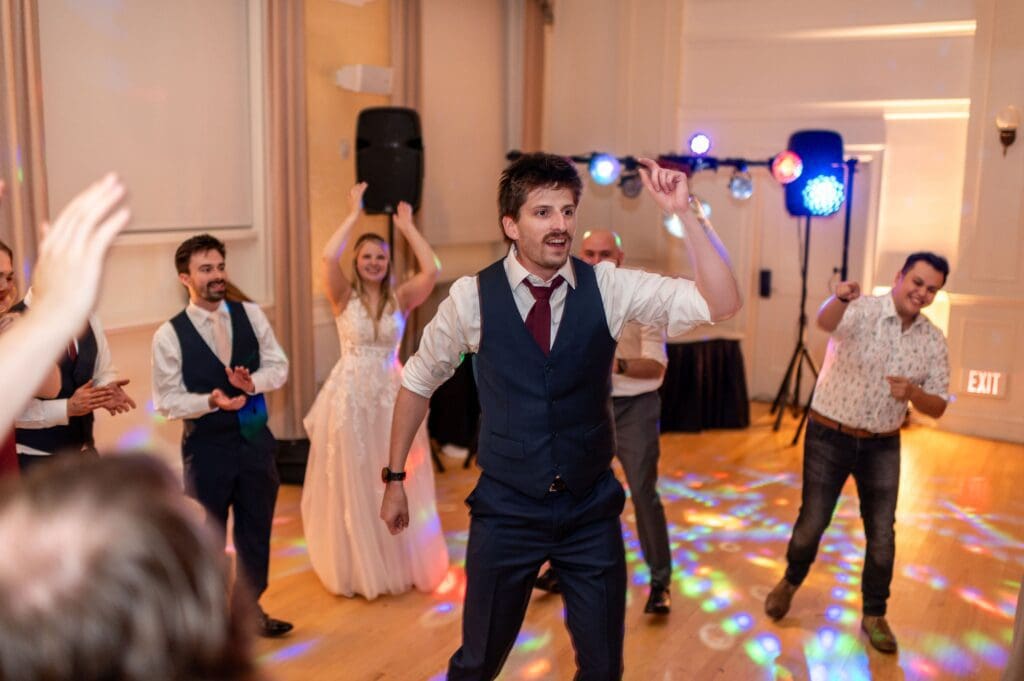 open dance floor at wedding reception ballroom