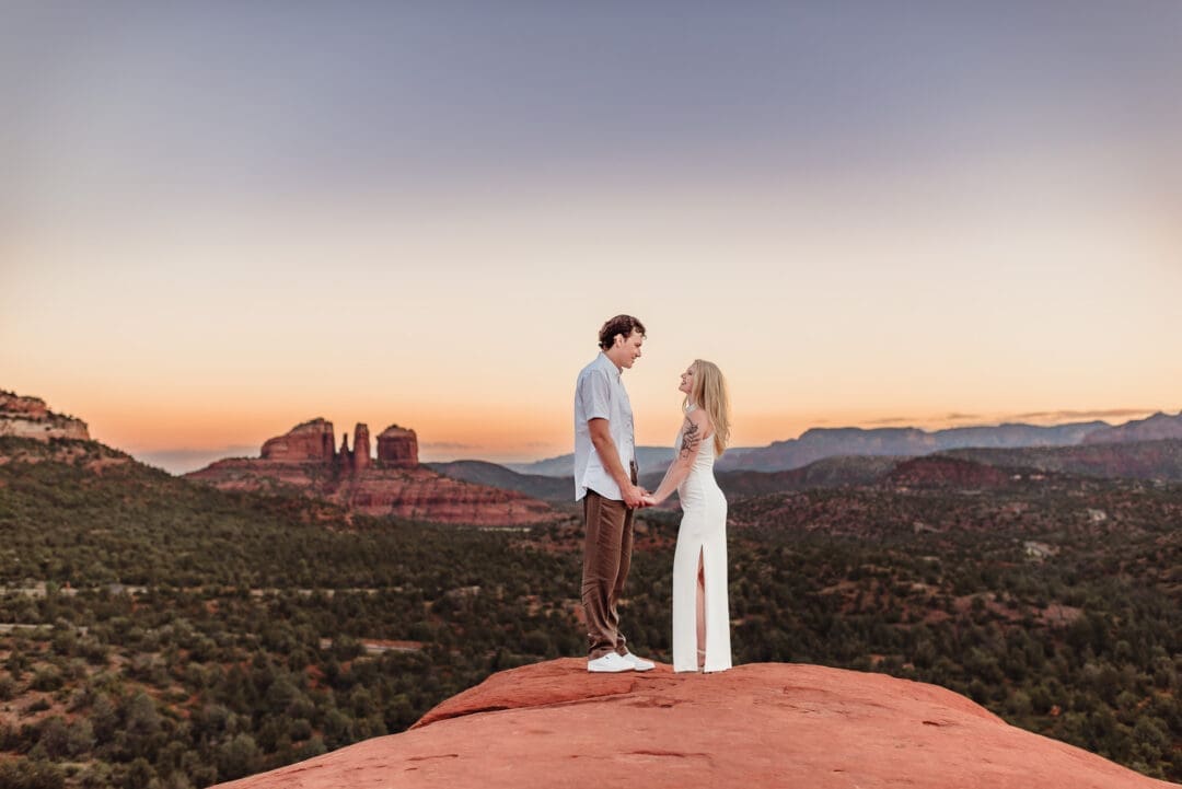 sunrise with cathedral rock in the background