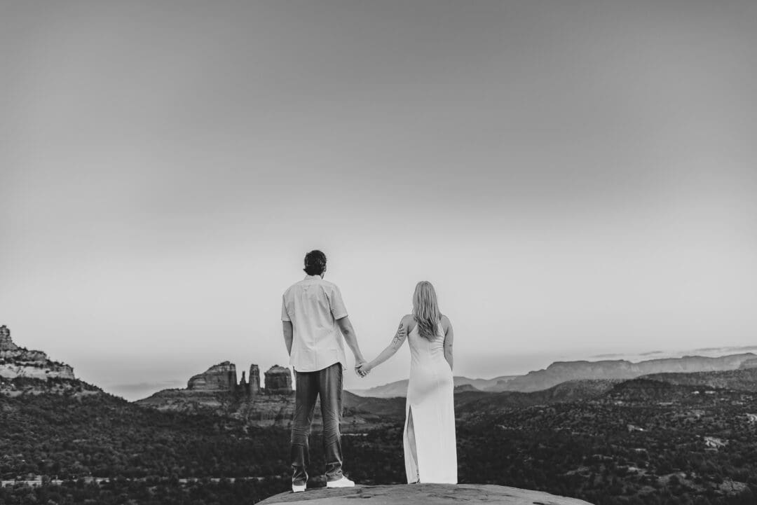 engagement photos on baby bell rock in sedona