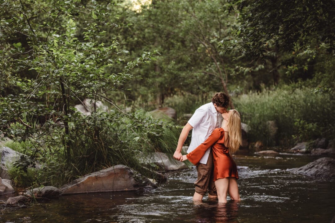 engagement photos in the river in sedona