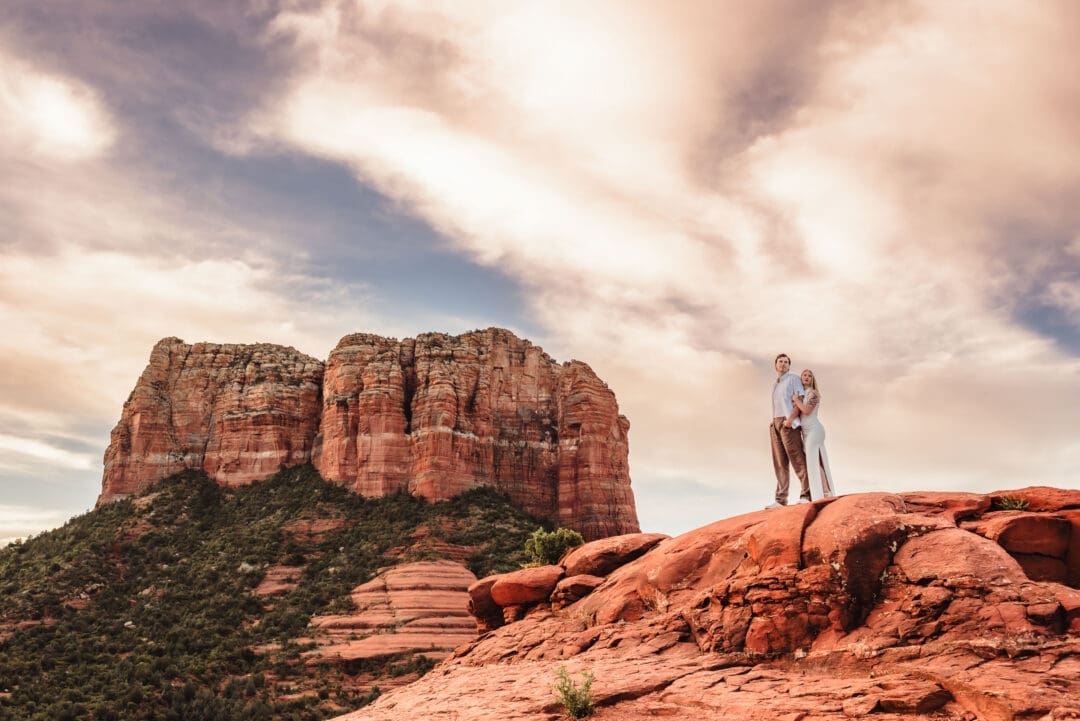 baby bell rock engagement photos at sunrise