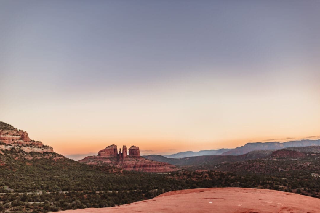 sunrise in sedona view of cathedral rock